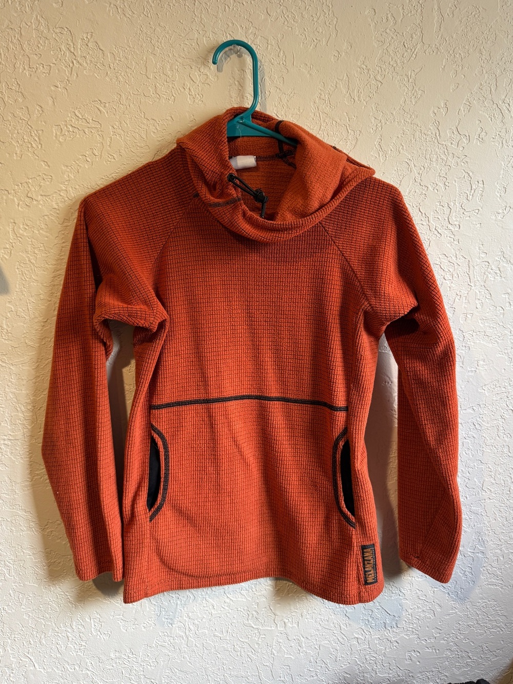 Women's Melanzana micro grid Hooded Waffle-Knit Pullover Sweater - Rust